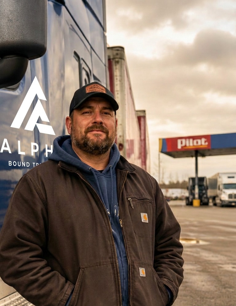 Truck driver beside his truck